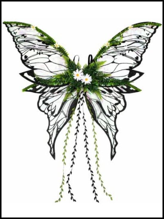 Fairy Wings Adult Women Butterfly Wings with Flower Vine Tassel Organza main image 6